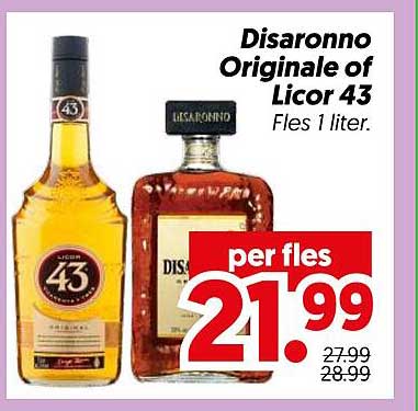 Disaronno Originale of Licor 43 Fles 1 liter per fles
