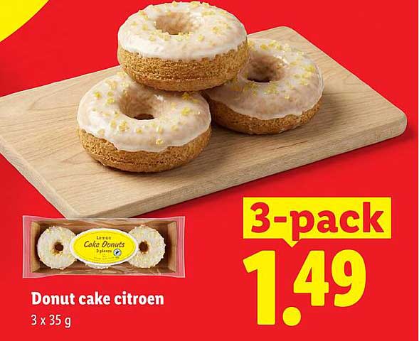 Donut cake citroen 3-pack
