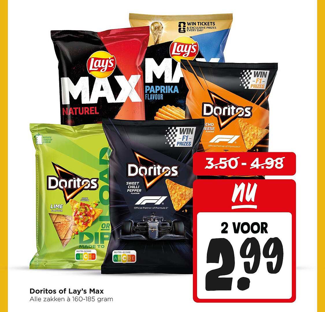Doritos of Lay’s Max 2 voor 2.99