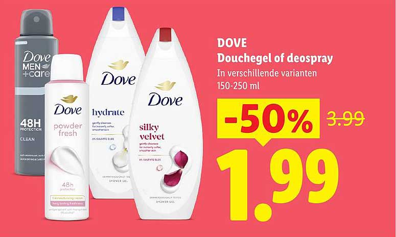DOVE Douchegel of deospray -50%