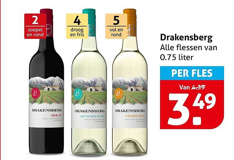 Drakensberg Alle flessen van 0.75 liter PER FLES