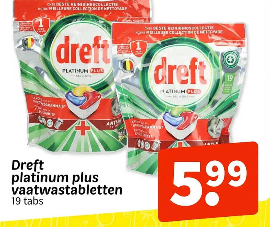 Dreft platinum plus vaatwastabletten 19 tabs