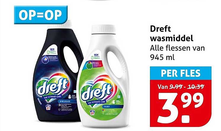 Dreft wasmiddel Alle flessen van 945 ml PER FLES OP=OP