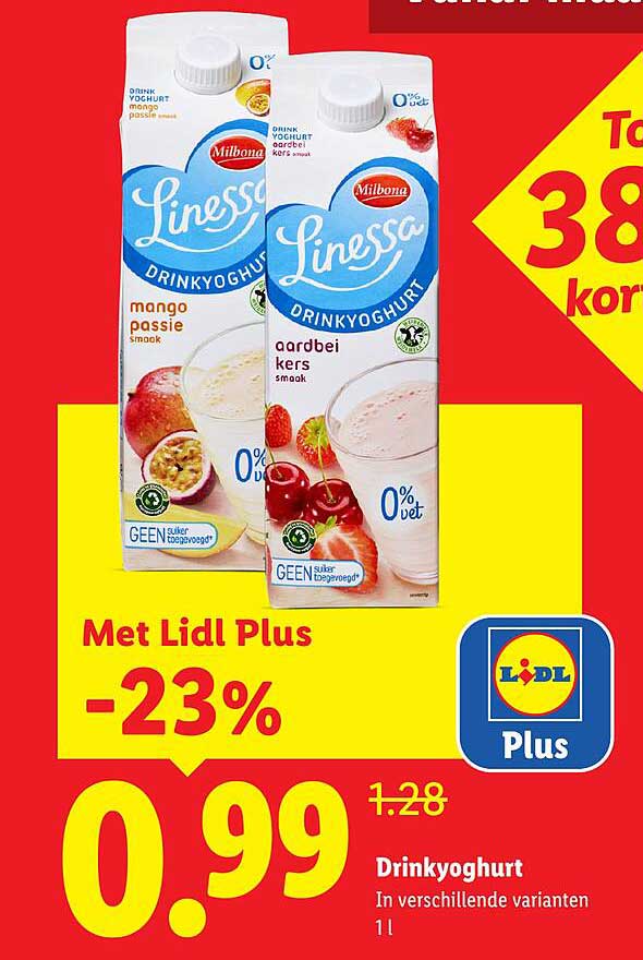 Drinkyoghurt In verschillende varianten 1 l Met Lidl Plus -23%