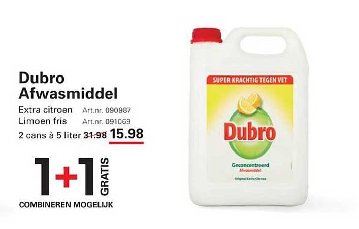 Dubro Afwasmiddel 1+1 gratis