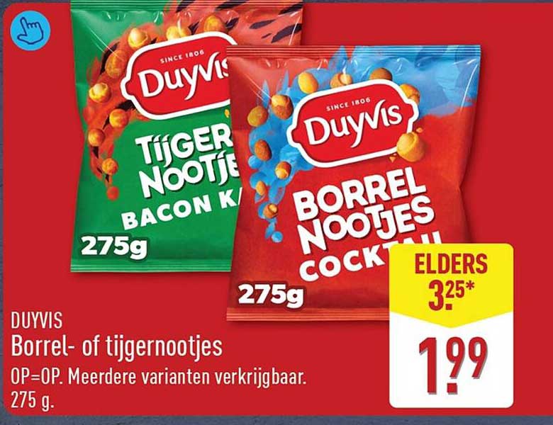 DUYVIS Borrel- of tijgernootjes 275 g