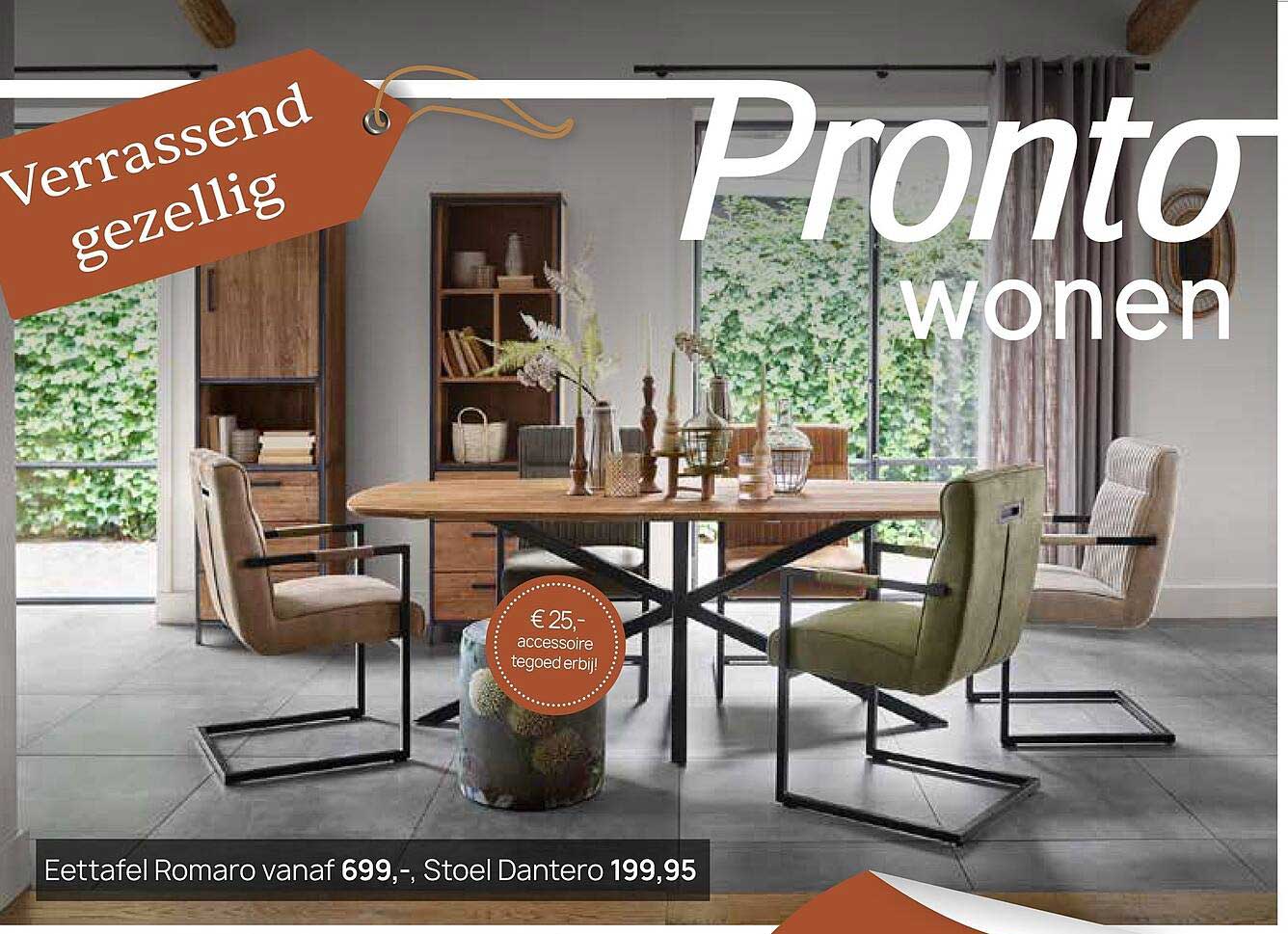 Eettafel Romaro vanaf 699,-, Stoel Dantero 199,95