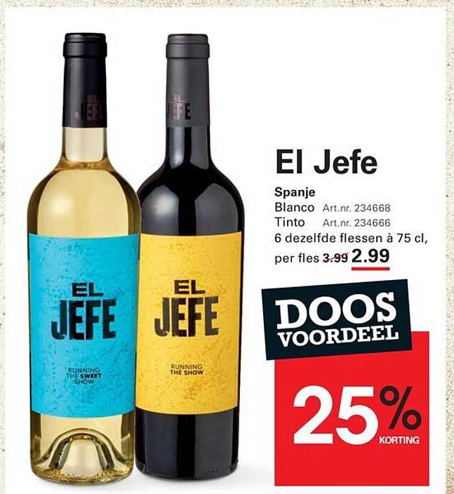 El Jefe Spanje Blanco, Tinto - DOOS VOORDEEL 25% KORTING