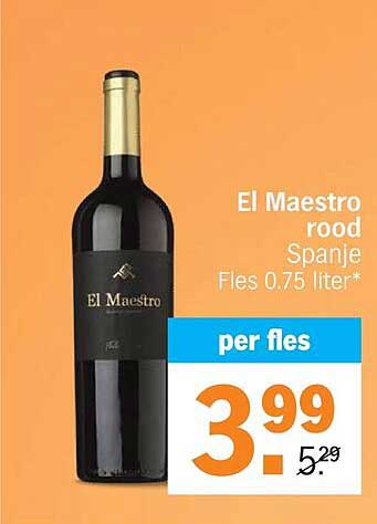 El Maestro rood Spanje Fles 0.75 liter* per fles