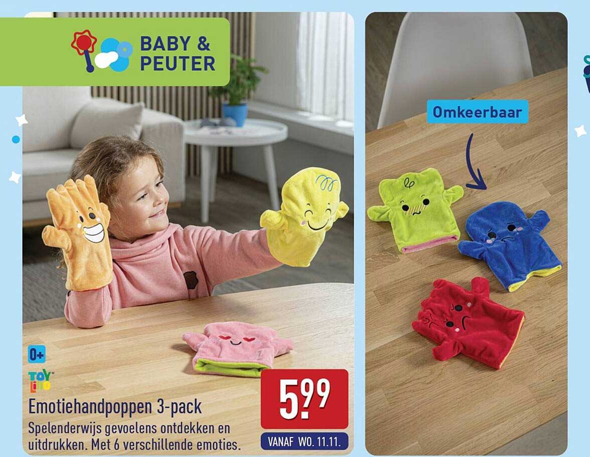 Emotiehandpoppen 3-pack