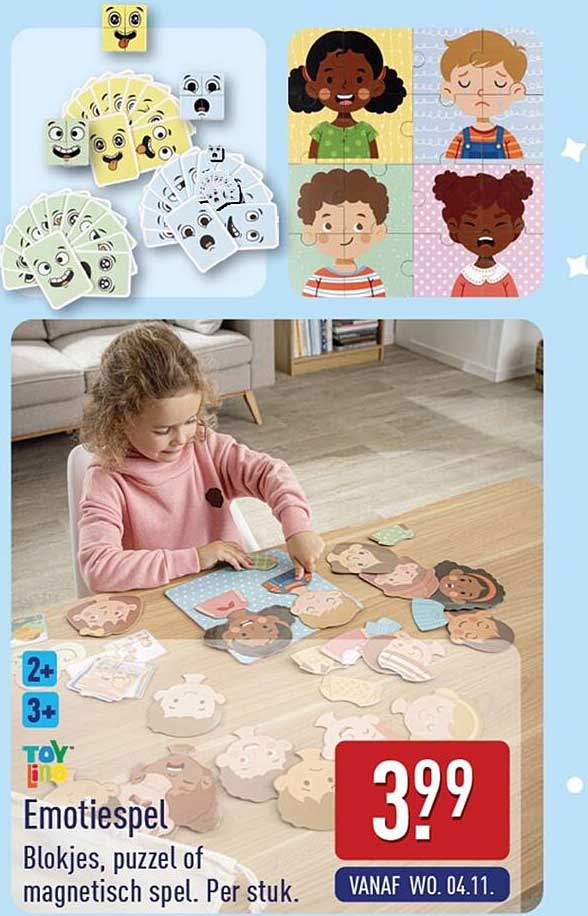 Emotiespel Blokjes, puzzel of magnetisch spel. Per stuk.