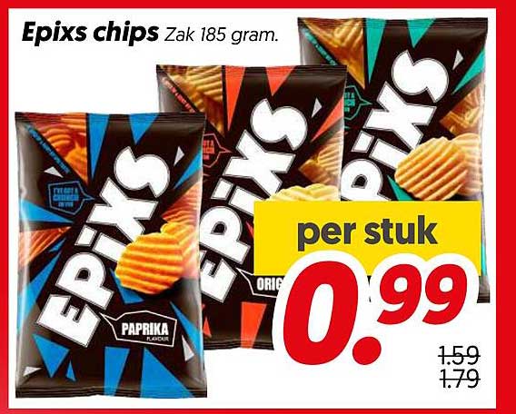 Epixs chips Zak 185 gram. per stuk