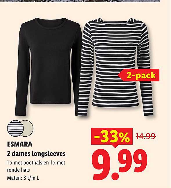 ESMARA 2 dames longsleeves 2-pack