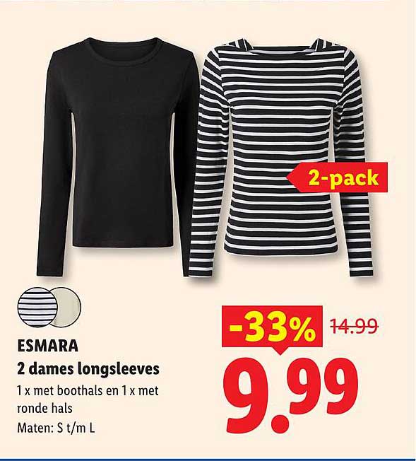 ESMARA 2 dames longsleeves -33%