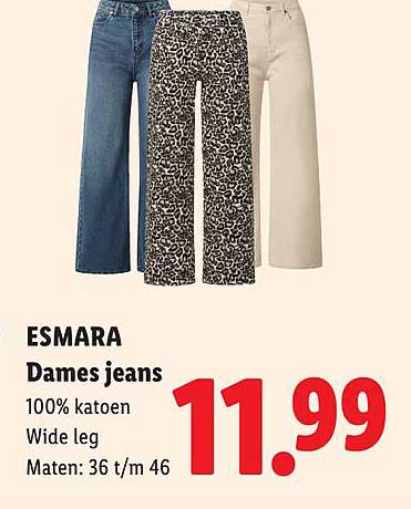 ESMARA Dames jeans 100% katoen Wide leg Maten: 36 t/m 46