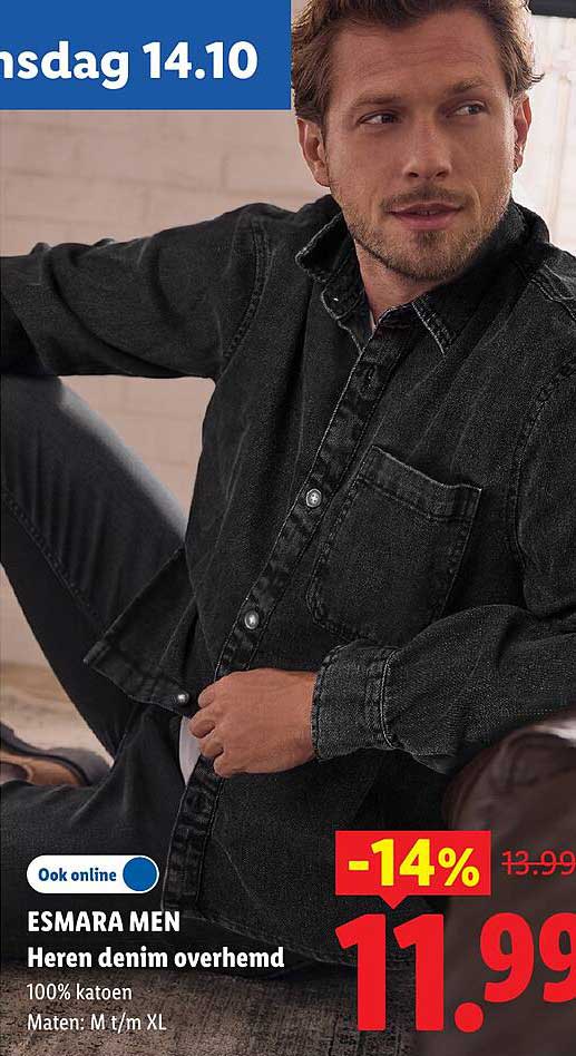 ESMARA MEN Heren denim overhemd