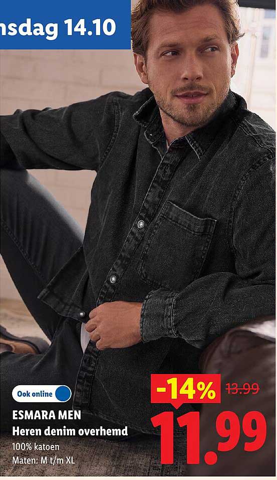 ESMARA MEN Heren denim overhemd