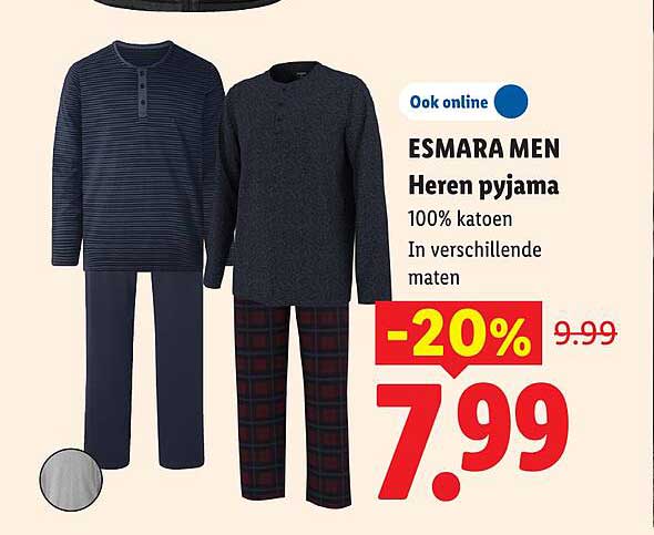 ESMARA MEN Heren pyjama -20%