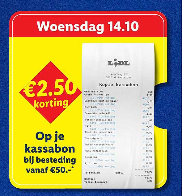 €2.50 korting Op je kassabon bij besteding vanaf €50.-*