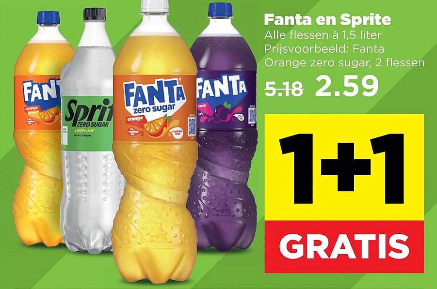 Fanta en Sprite 1+1 GRATIS