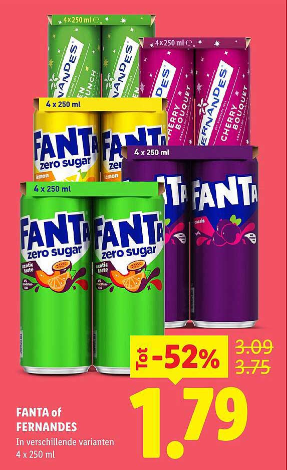 FANTA of FERNANDES In verschillende varianten 4 x 250 ml Tot -52%