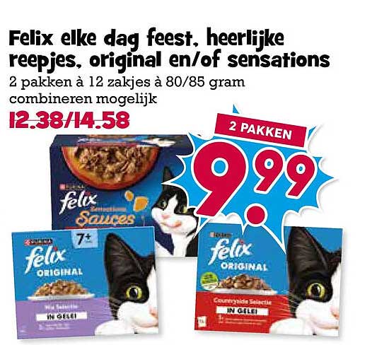 Felix elke dag feest, heerlijke reepjes, original en/of sensations 2 pakken