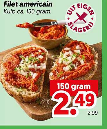 Filet americain Kuip ca. 150 gram.