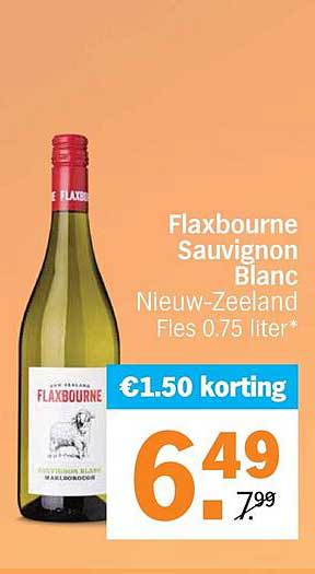 Flaxbourne Sauvignon Blanc Nieuw-Zeeland Fles 0.75 liter* €1.50 korting