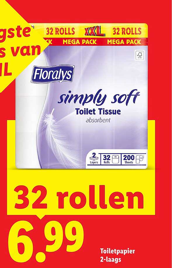 Floralys simply soft Toilet Tissue absorbent 32 rollen