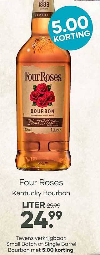 Four Roses Kentucky Bourbon LITER 5.00 korting