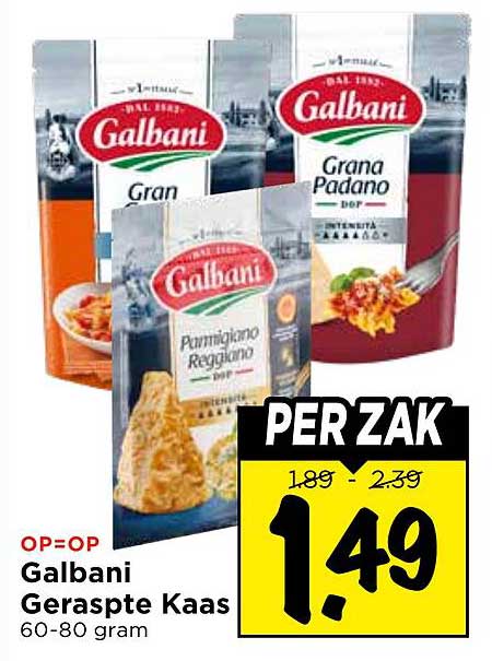 Galbani Geraspte Kaas 60-80 gram PER ZAK