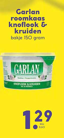 Garlan roomkaas knoflook & kruiden bakje 150 gram
