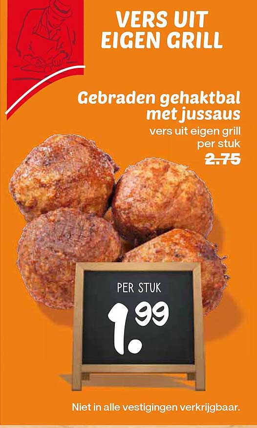 Gebraden gehaktbal met jussaus vers uit eigen grill per stuk
