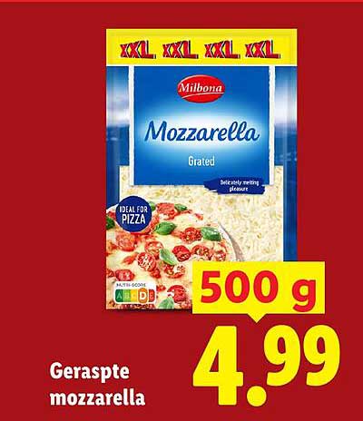 Geraspte mozzarella