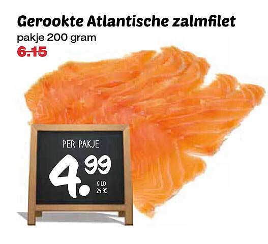 Gerookte Atlantische zalmfilet pakje 200 gram