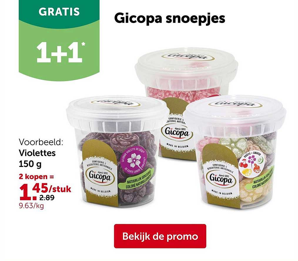 Gicopa snoepjes 1+1 gratis
