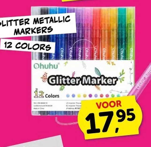 Glitter Metallic Markers 12 Colors