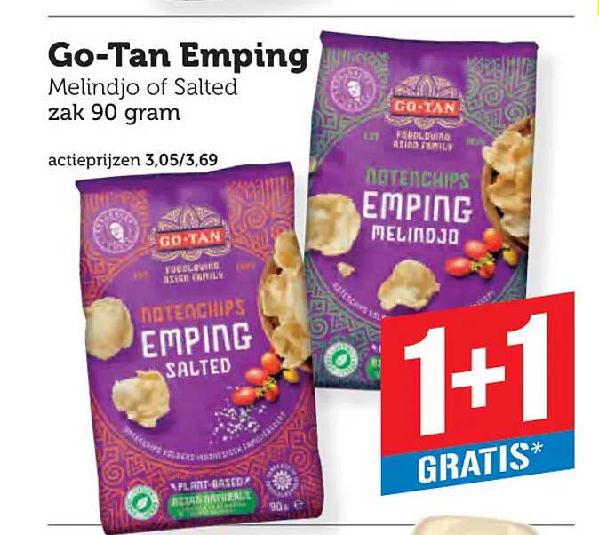Go-Tan Emping Melindjo of Salted zak 90 gram 1+1 gratis