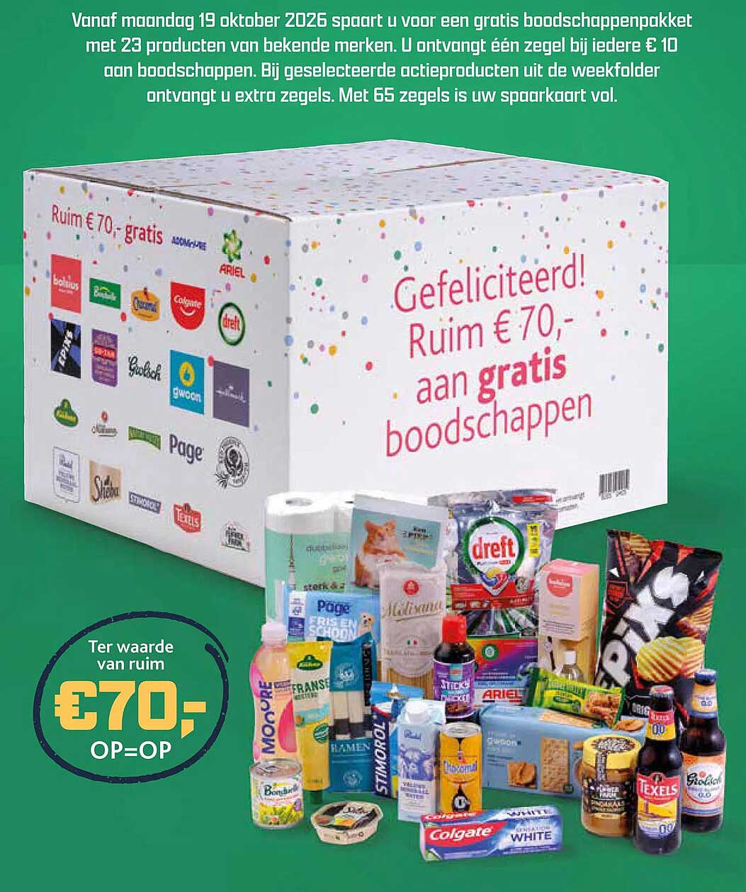 Gratis boodschappenpakket met 23 producten van bekende merken