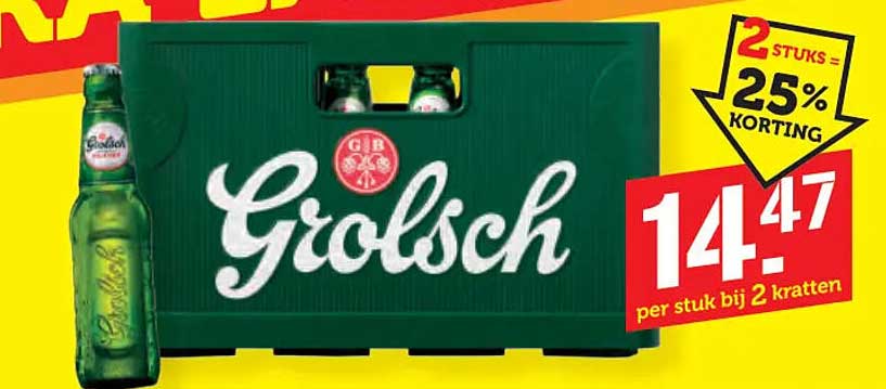 Grolsch 2 STUKS = 25% KORTING