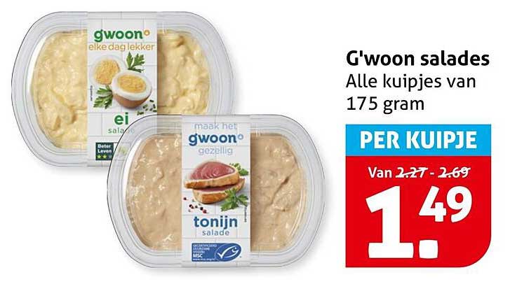 G'woon salades Alle kuipjes van 175 gram PER KUIJPJE