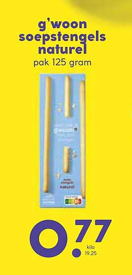 g'woon soepstengels naturel pak 125 gram