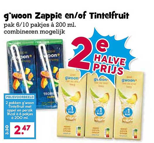 g'woon Zappie en/of Tintelfruit 2e halve prijs