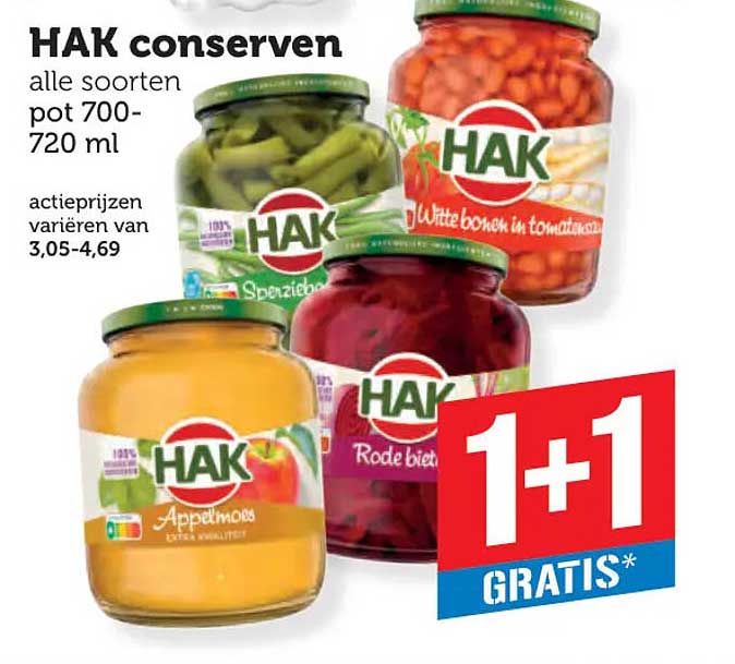 HAK conserven alle soorten pot 700-720 ml 1+1 GRATIS
