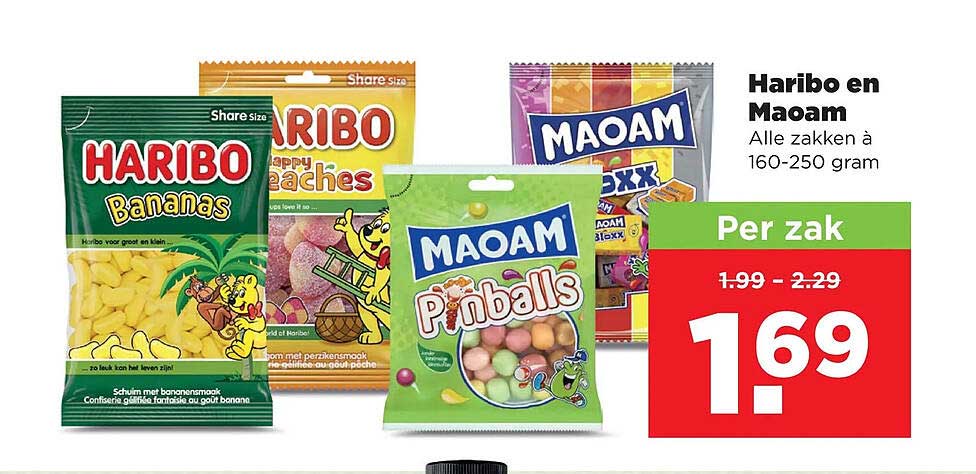 Haribo en Maoam Alle zakken à 160-250 gram Per zak