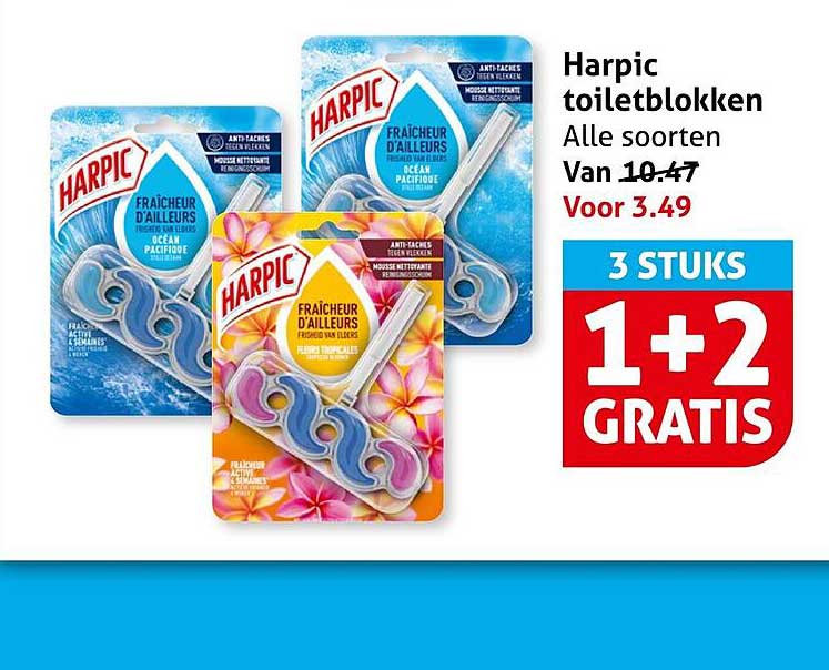 Harpic toiletblokken 3 stuks 1+2 gratis