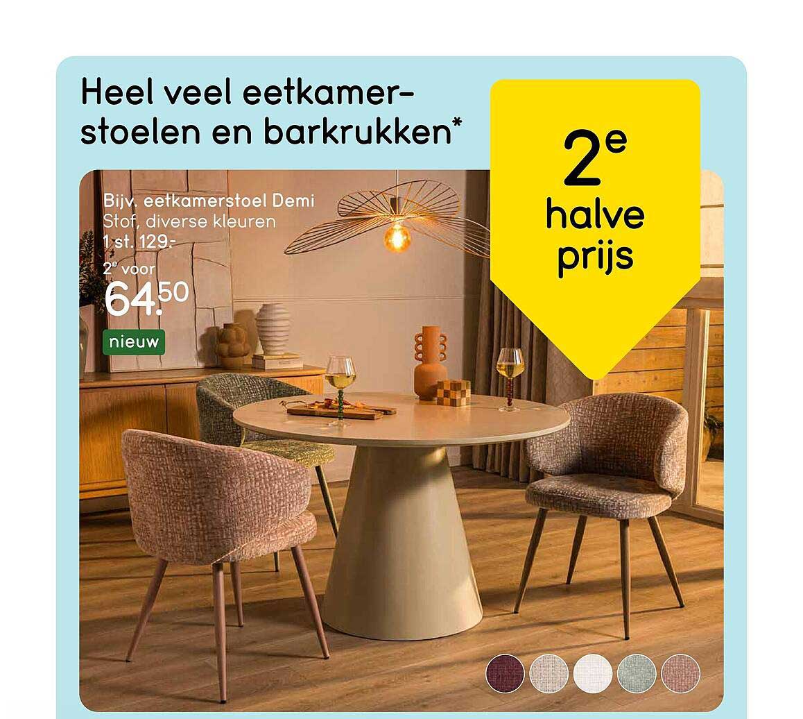 Heel veel eetkamerstoelen en barkrukken* 2e halve prijs