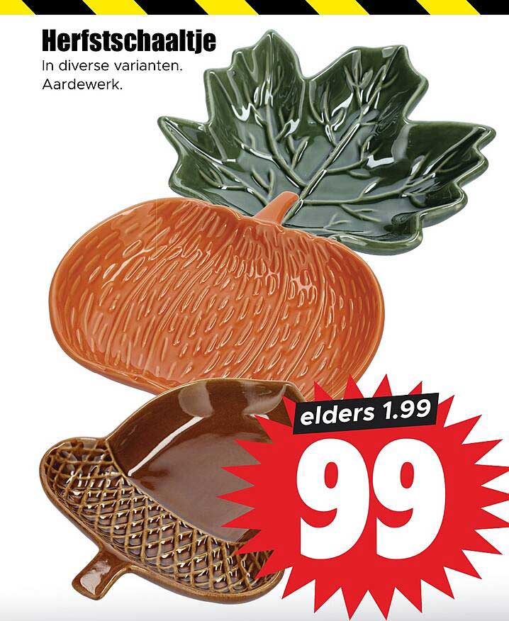 Herfstschaaltje In diverse varianten. Aardewerk.