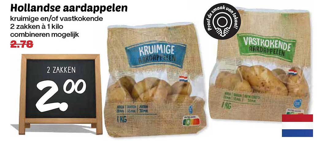 Hollandse aardappelen kruimige en/of vastkokende 2 zakken à 1 kilo combineren mogelijk