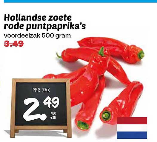Hollandse zoete rode puntpaprika's voordeelzak 500 gram